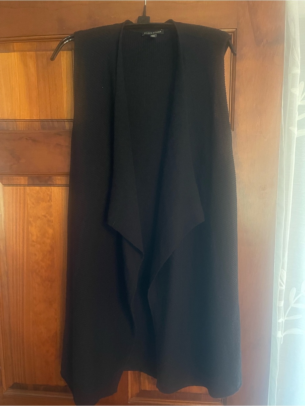 Eileen Fisher Black Asymmetrical Sleeveless Knit Vest